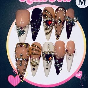 Glamorous Heart and Cross Press-On Nails